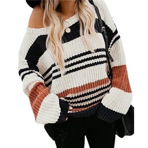 Color Block Striped Sweater Small